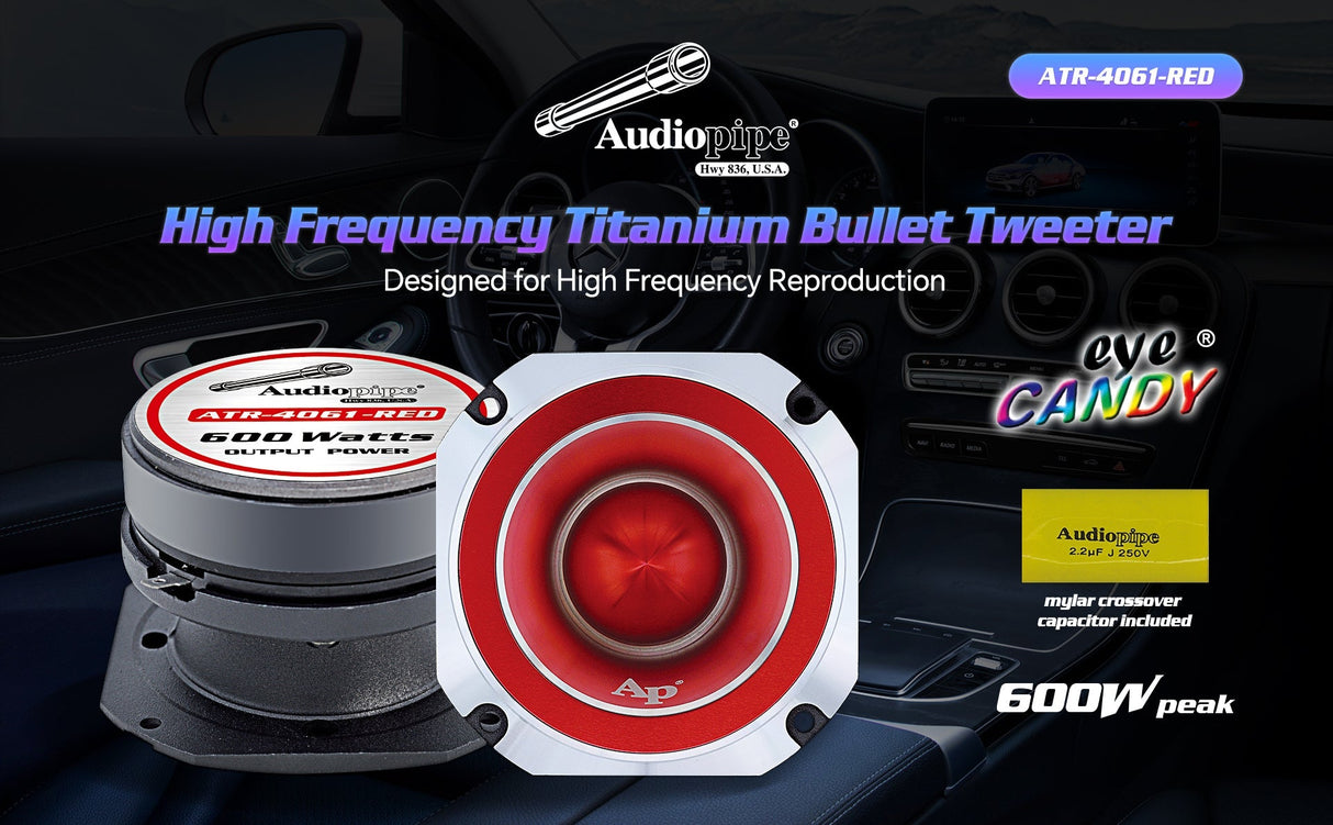 Heavy Duty Titanium Super Tweeter (ATR-4061-RED) Audiopipe