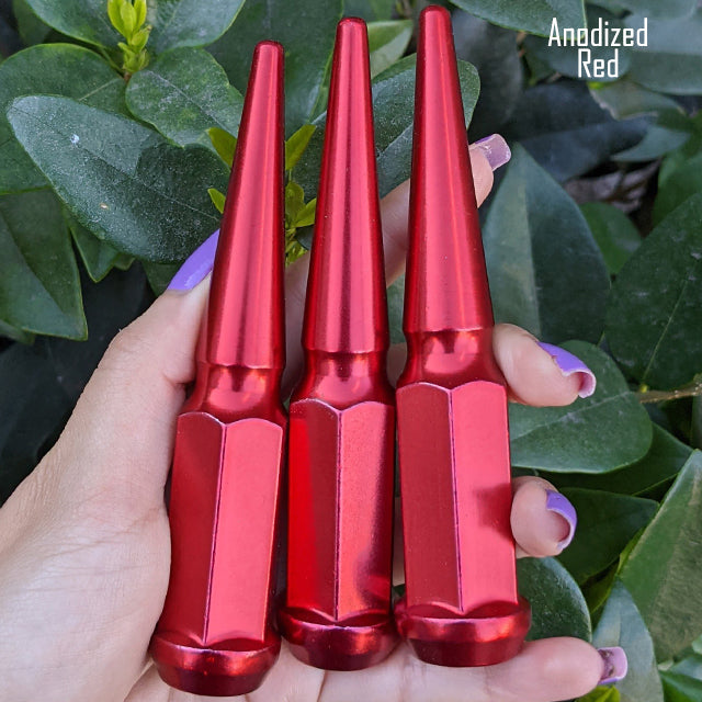 32 Pc 14x1.5 Spike Lug Nuts 4.5" Tall - Powder Coated - Various Colors