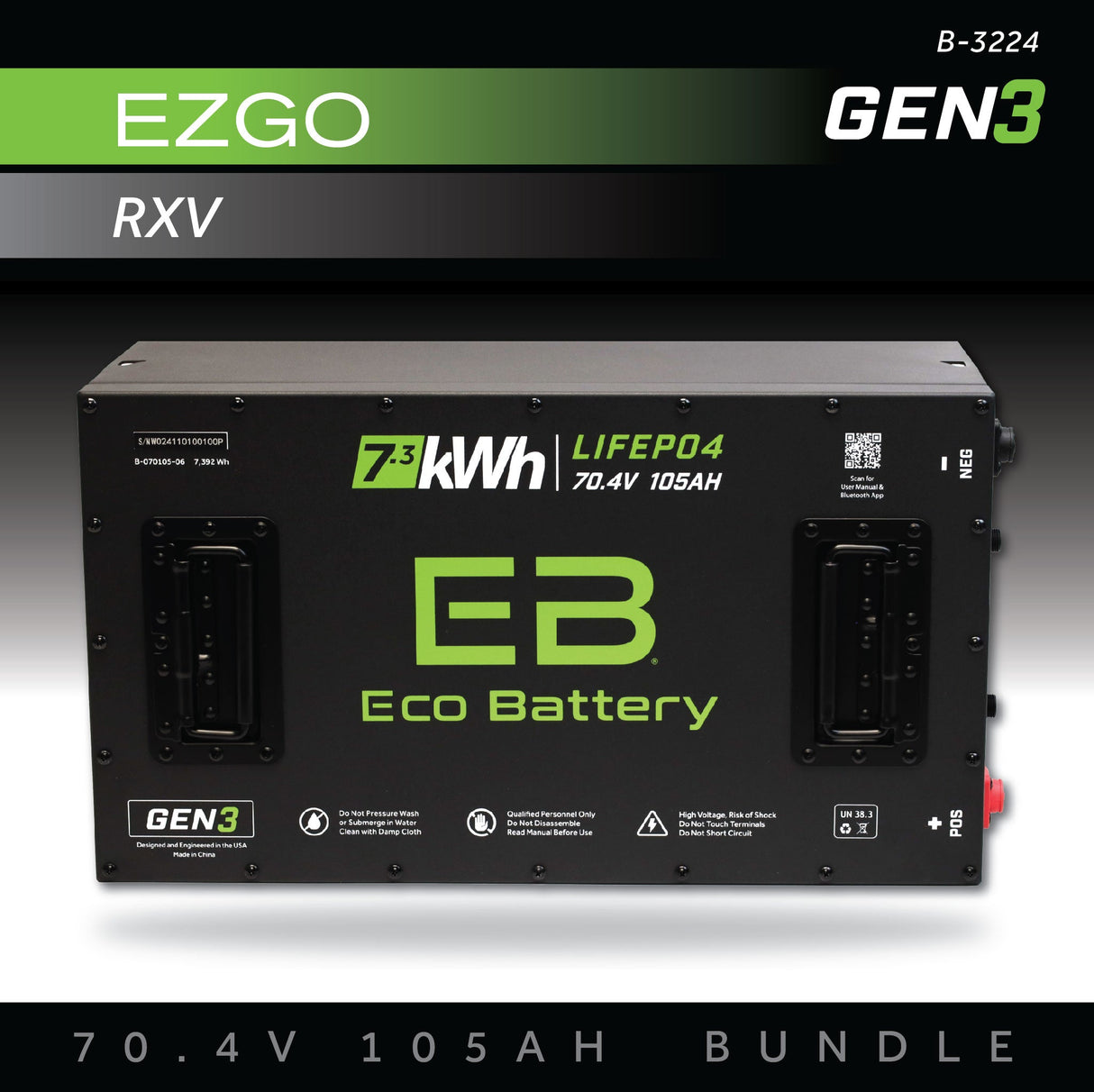 Eco Battery (72V) 70V 105AH Battery Bundle / EZGO RXV