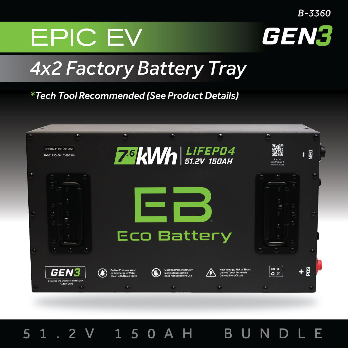 Eco Battery (48V) 51V 150AH Battery Bundle / Advanced EV Advent / 2022-24