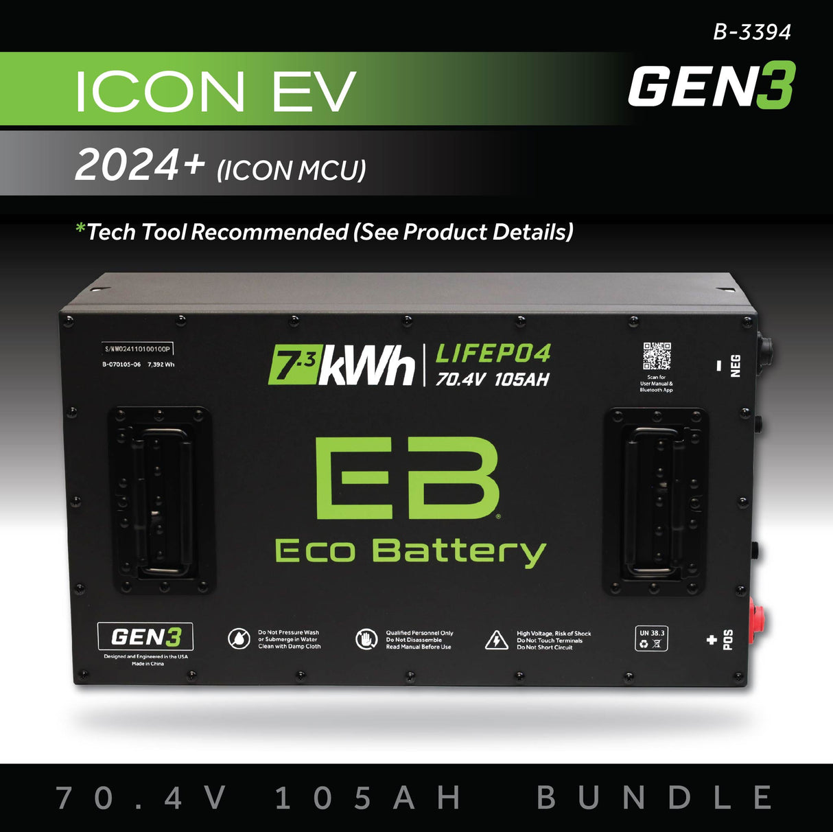Eco Battery (72V) 70V 105AH Battery Bundle / 2024+ (ICON MCU)