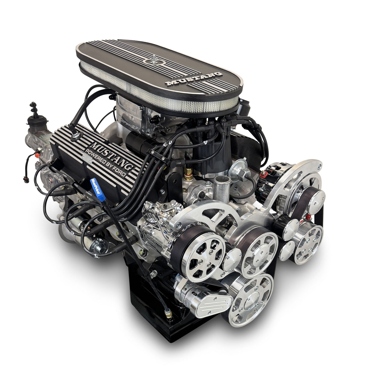 Ford Small Block Compatible 347 c.i. Engine and TKX Manual Transmission - 415 Horsepower - Mustang Edition Builder Series - Polished Pulley Kit - Fuel Injected