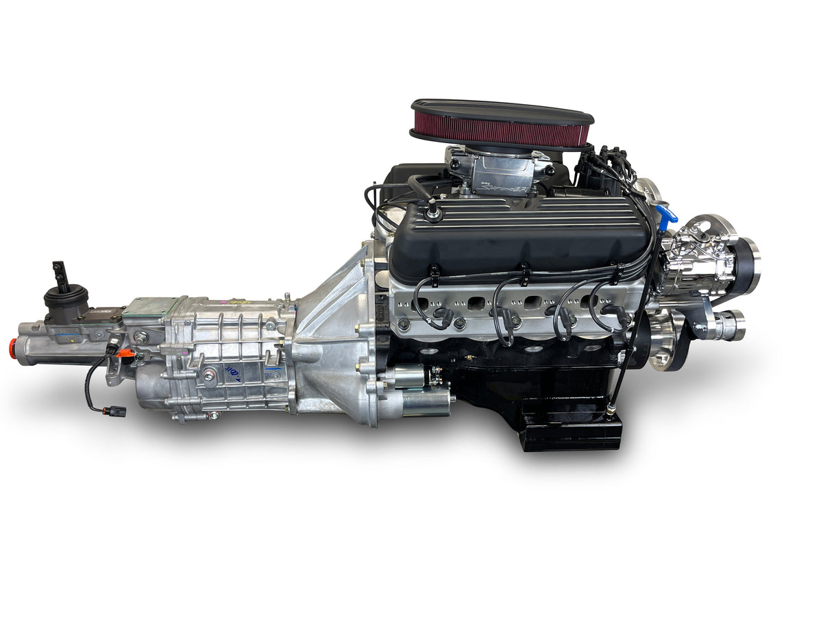 Ford Small Block Compatible 347 c.i. Engine and TKX Manual Transmission - 415 Horsepower - Standard Edition Builder Series - Polished Pulley Kit - Fuel Injected