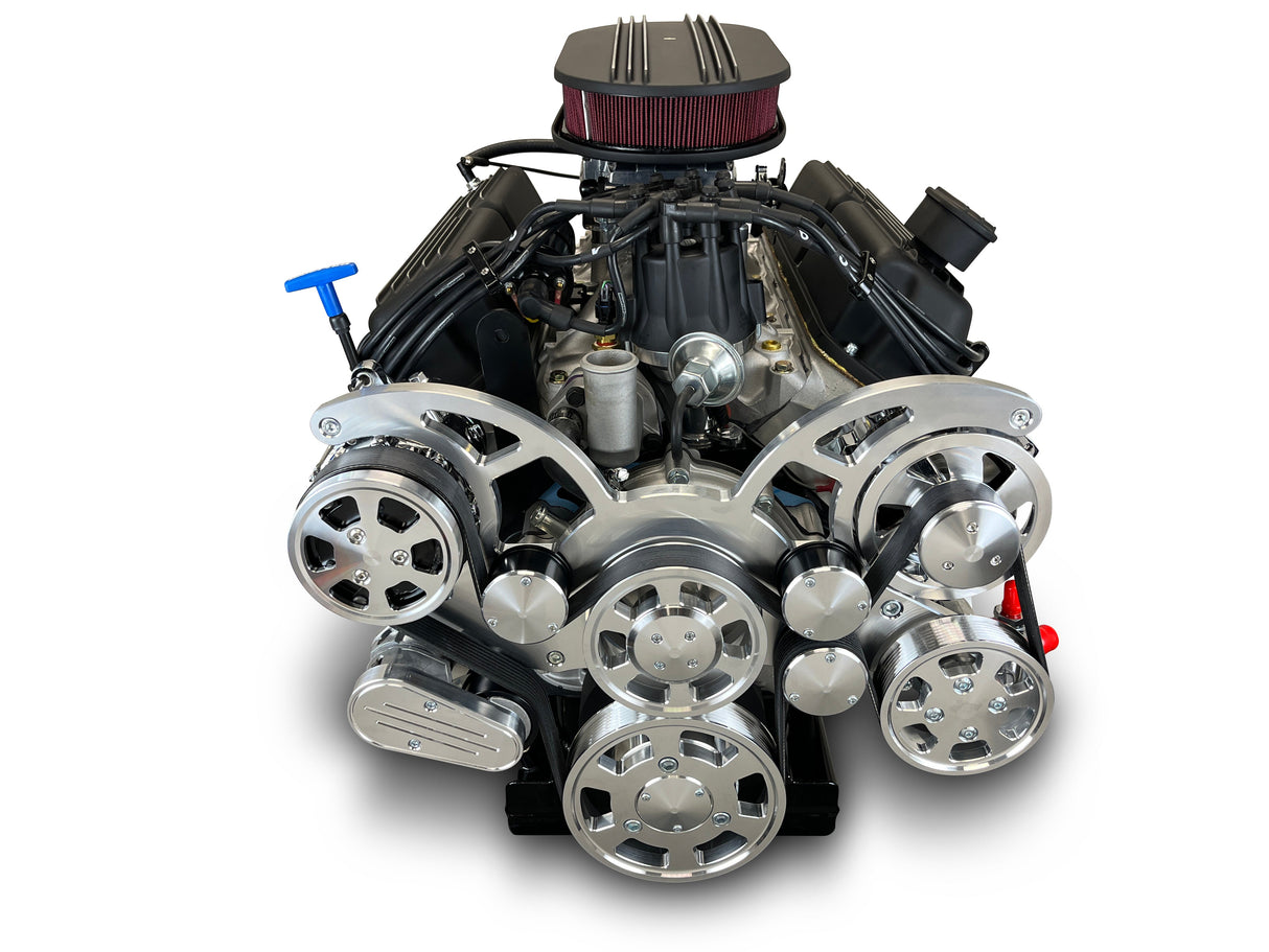 Ford Small Block Compatible 347 c.i. Engine and TKX Manual Transmission - 415 Horsepower - Standard Edition Builder Series - Polished Pulley Kit - Fuel Injected