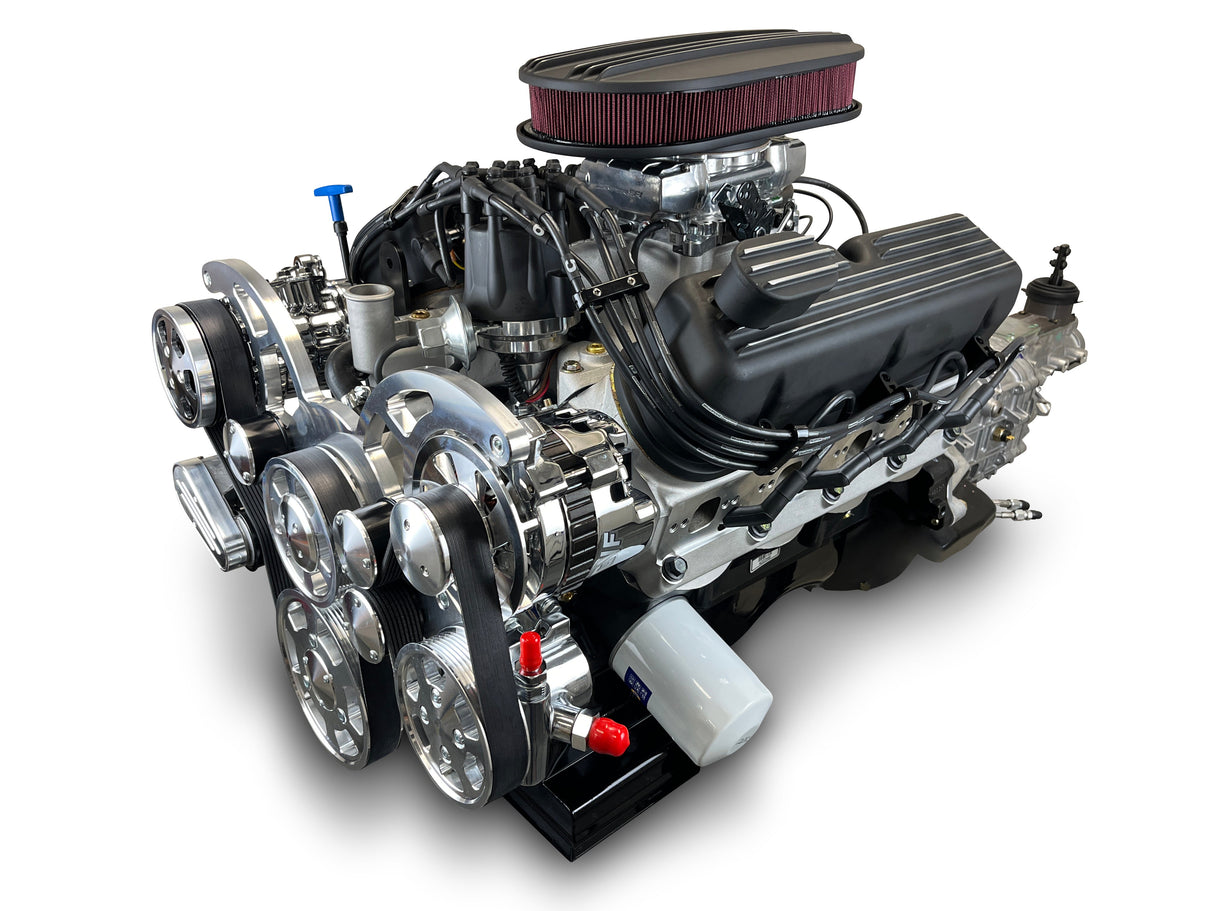 Ford Small Block Compatible 347 c.i. Engine and TKX Manual Transmission - 415 Horsepower - Standard Edition Builder Series - Polished Pulley Kit - Fuel Injected