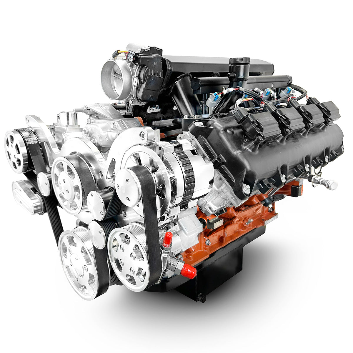 Chrysler Hemi Compatible 426 c.i. Engine and TKX Manual Transmission - 610 Horsepower - Standard Edition Builder Series - Polished Pulley Kit - Fuel Injected
