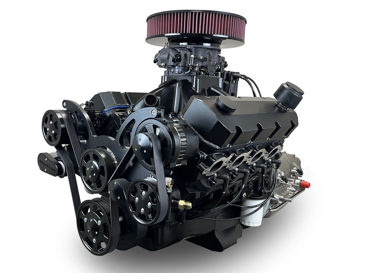 GM Big Block Compatible 632 c.i. Pro Series Engine and 4L80E Automatic Transmission - 815 Horsepower - Blackout Reaper Edition Builder Series - Black Pulley Kit - Carbureted