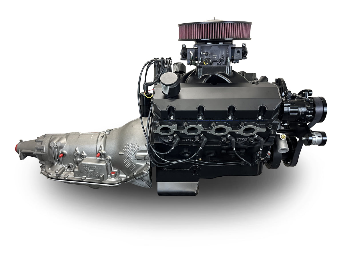GM Big Block Compatible 632 c.i. Pro Series Engine and 4L80E Automatic Transmission - 815 Horsepower - Blackout Reaper Edition Builder Series - Black Pulley Kit - Carbureted