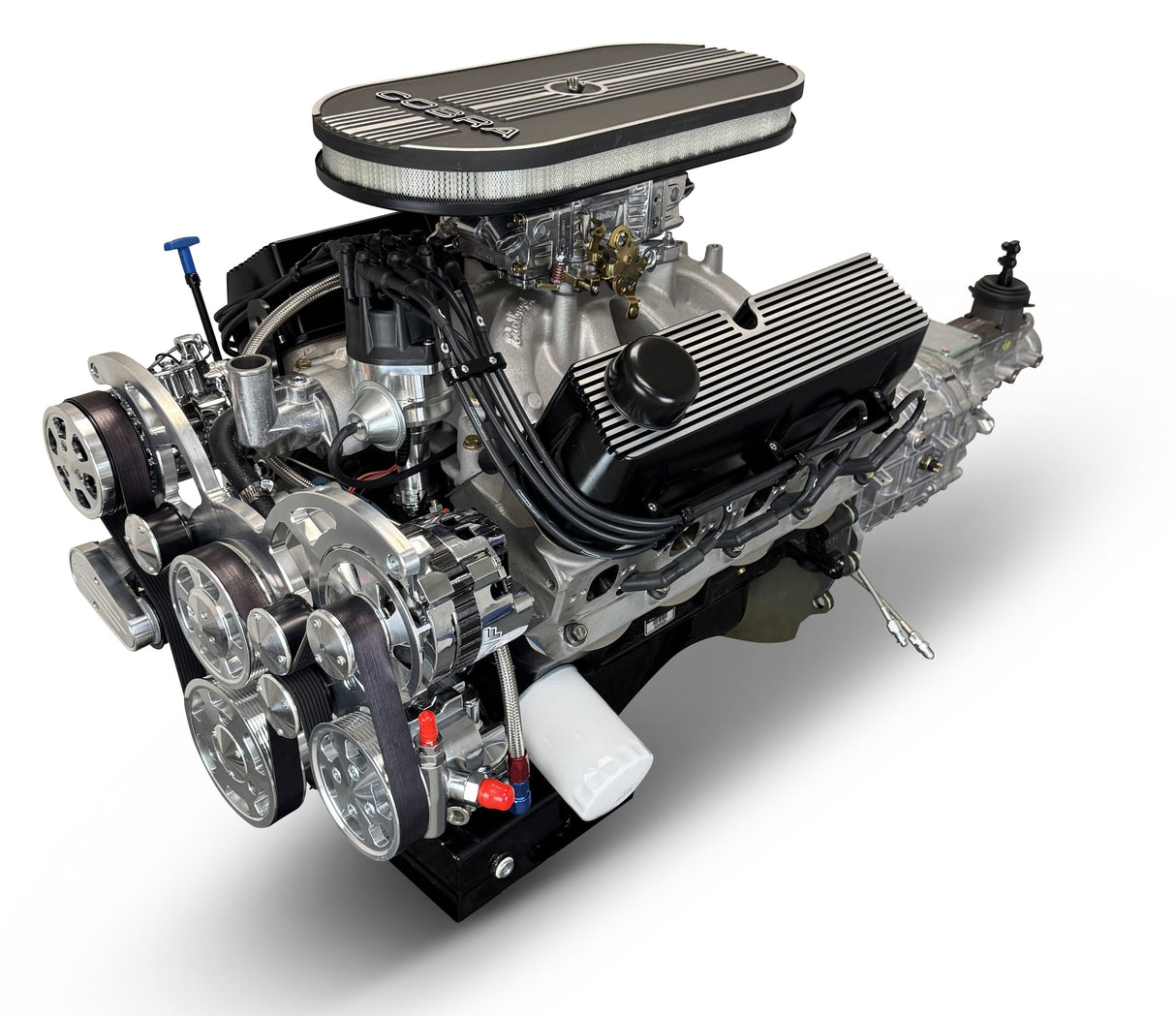 Ford Small Block Compatible 427 c.i. Engine and TKX Manual Transmission - 541 Horsepower - Cobra Edition Builder Series - Polished Pulley Kit - Carbureted