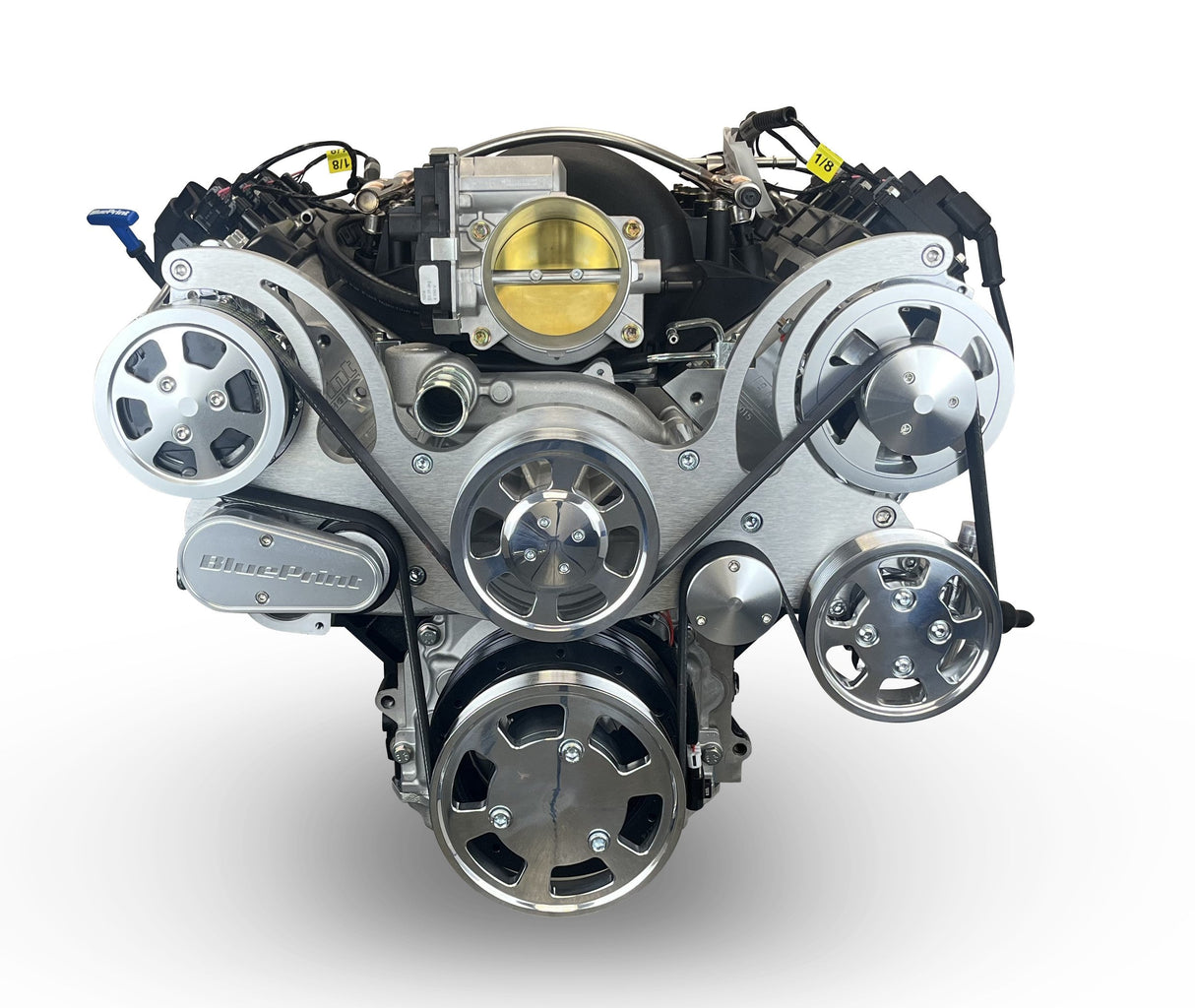 GM LS Compatible 376 c.i. Engine and ZF-8 Speed Automatic Transmission - 530 Horsepower - Standard Edition Builder Series - BluePrint Engines Calibrated ECU - Natural Pulley Kit