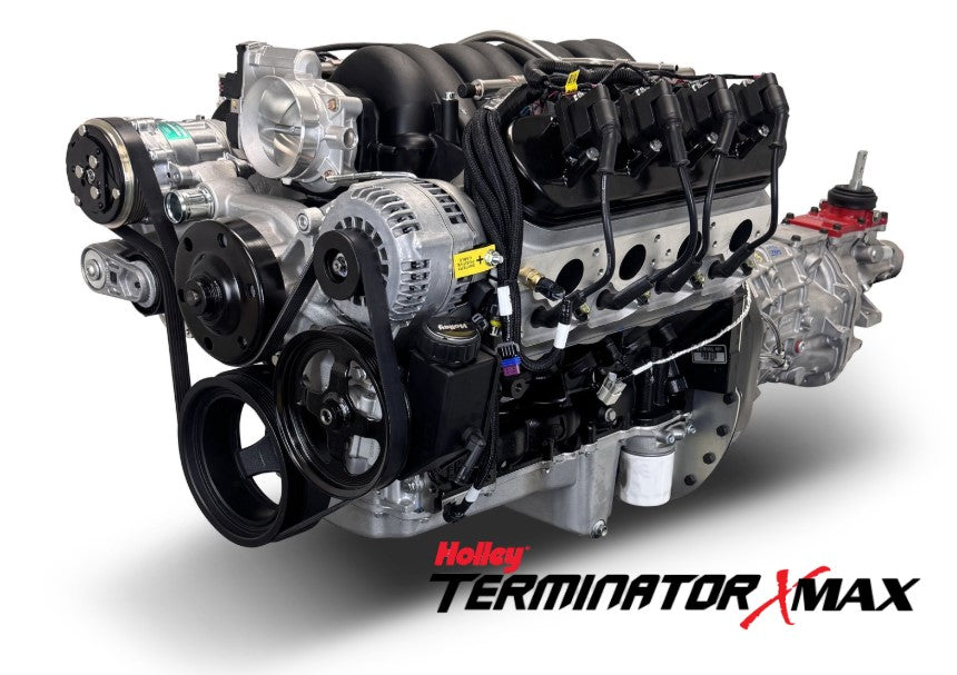 GM LS Compatible 376 c.i. Engine and T56 Manual Transmission - 530 Horsepower - Standard Edition Builder Series - Natural Pulley Kit - Holley Terminator X EFI System