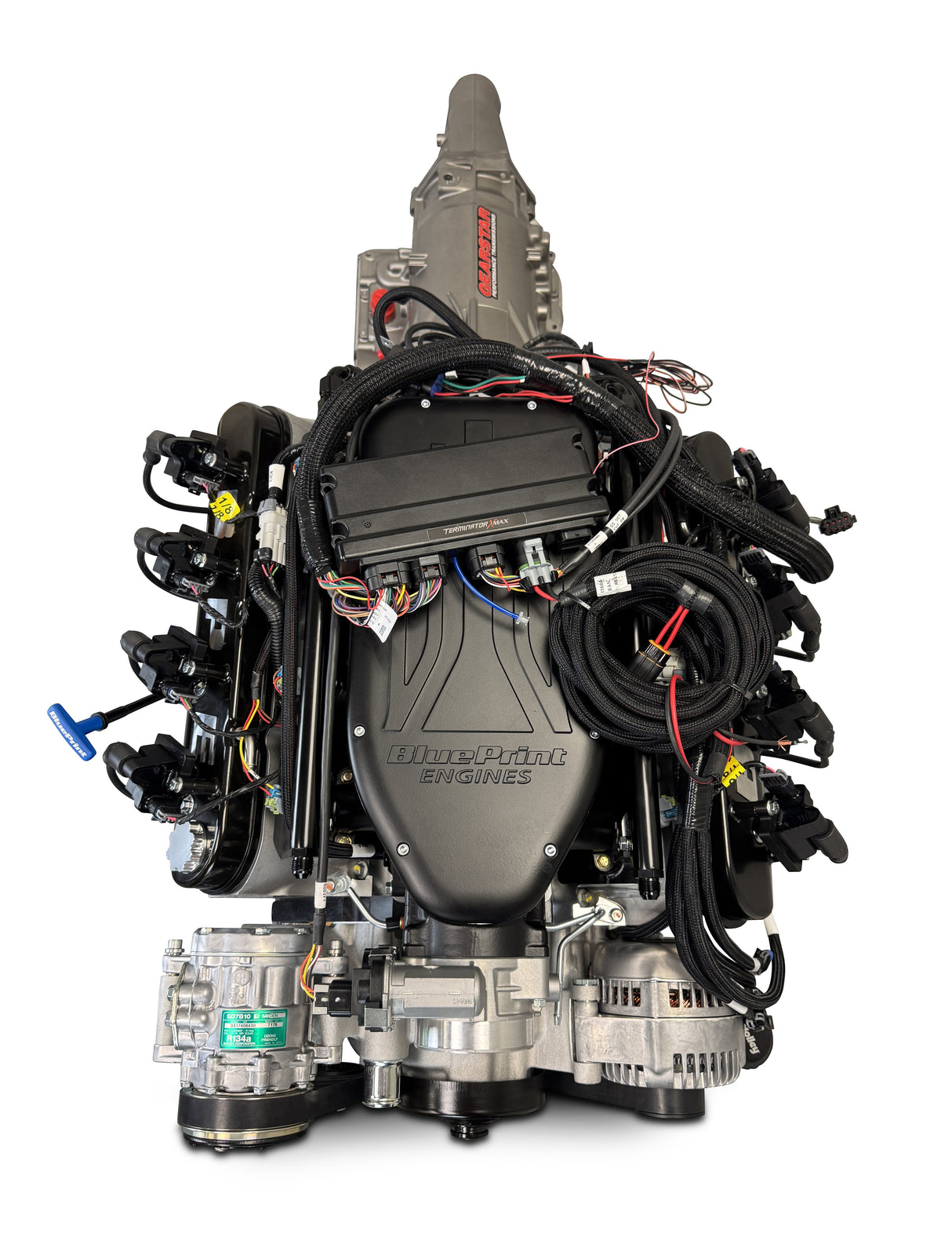 GM LS Compatible 376 c.i. Engine and 4L65/70E Automatic Transmission - 530 Horsepower - Standard Edition Builder Series - Natural Pulley Kit - Holley Terminator X EFI System