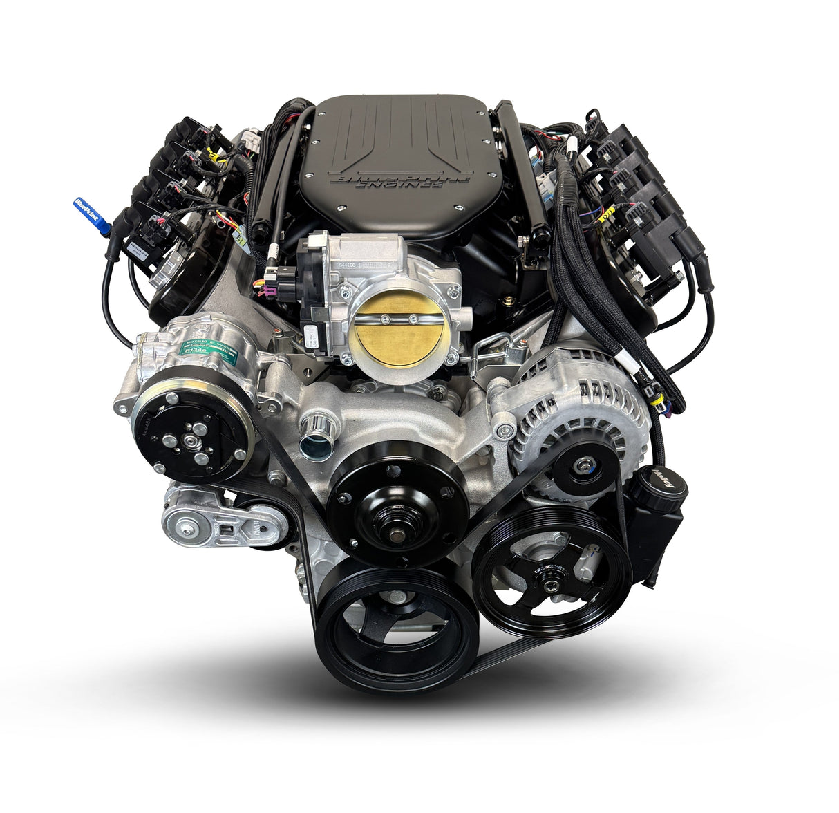 GM LS Compatible 376 c.i. Engine and 4L65/70E Automatic Transmission - 530 Horsepower - Standard Edition Builder Series - Natural Pulley Kit - Holley Terminator X EFI System
