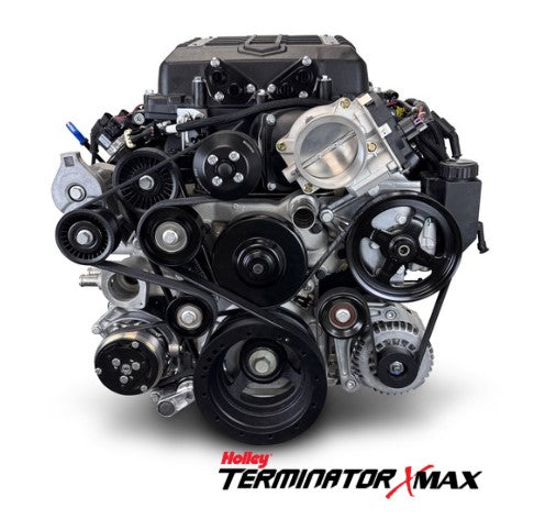 GM LS Compatible 376 c.i. Pro Series Engine and T56 Manual Transmission - 700 Horsepower - Standard Edition Builder Series - Polished Pulley Kit - Holley Terminator X EFI System