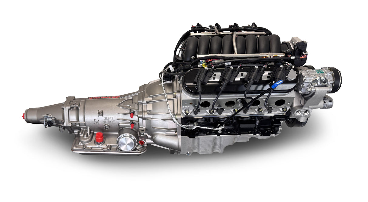 GM LS Compatible 427 c.i. Engine and 4L65/70E Automatic Transmission - 605 Horsepower - Standard Edition Builder Series - Natural Pulley Kit - Holley Terminator X EFI System