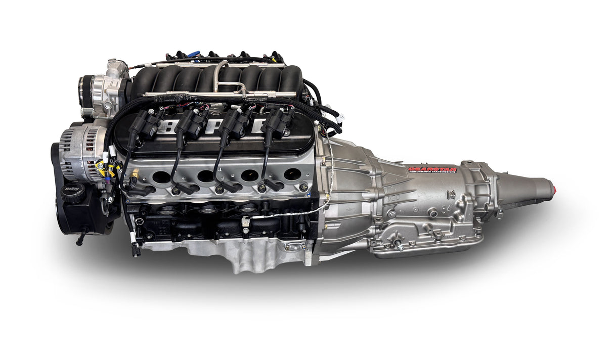 GM LS Compatible 427 c.i. Engine and 4L65/70E Automatic Transmission - 605 Horsepower - Standard Edition Builder Series - Natural Pulley Kit - Holley Terminator X EFI System