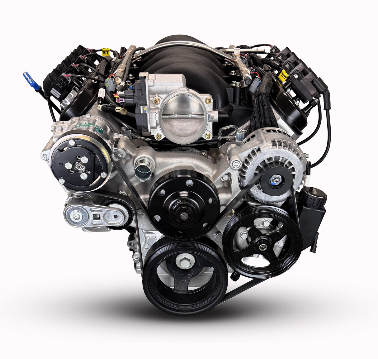 GM LS Compatible 427 c.i. Engine and TKX Manual Transmission - 605 Horsepower - Standard Edition Builder Series - Natural Pulley Kit - Holley Terminator X EFI System