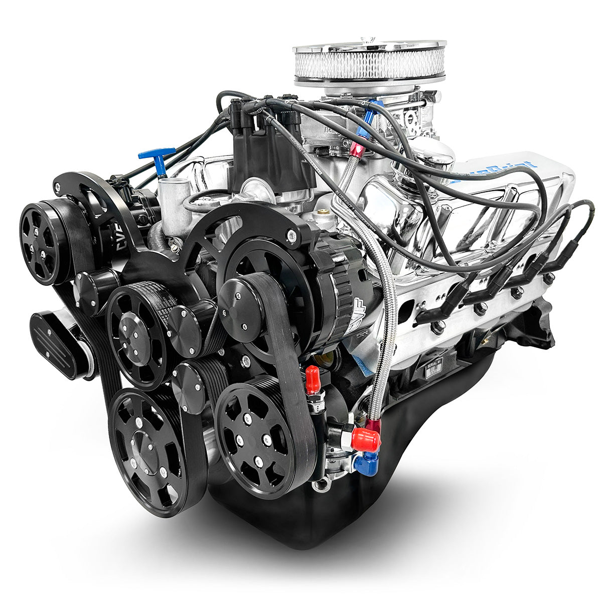 Ford Small Block Compatible 302 c.i. Engine - 361 Horsepower - Deluxe Dressed - Black Pulley Kit - Carbureted