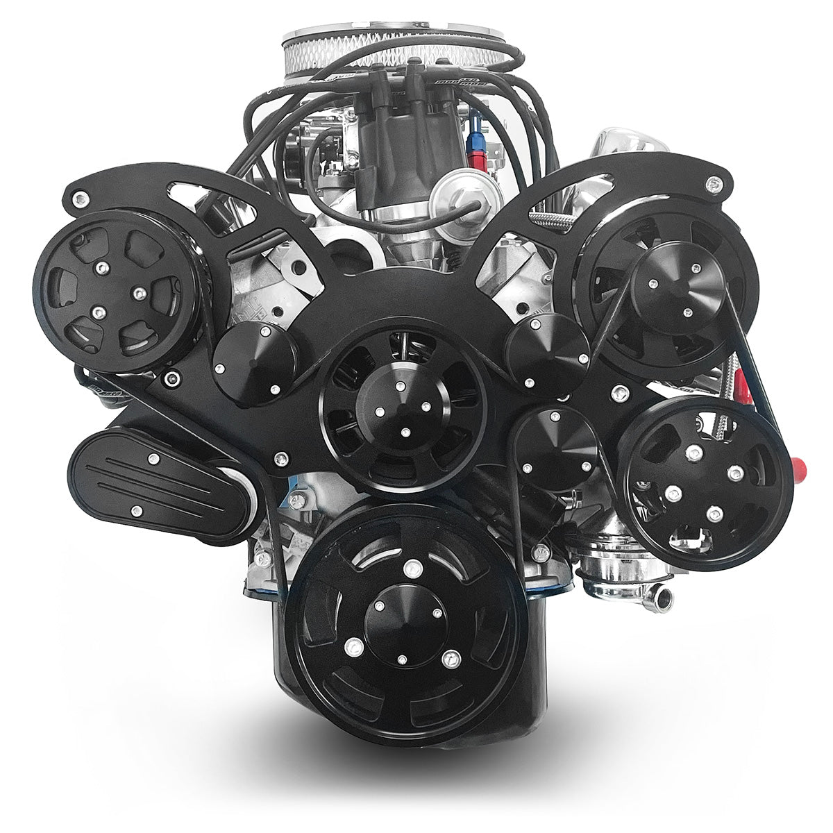Ford Small Block Compatible 302 c.i. Engine - 361 Horsepower - Deluxe Dressed - Black Pulley Kit - Rear Sump - Carbureted