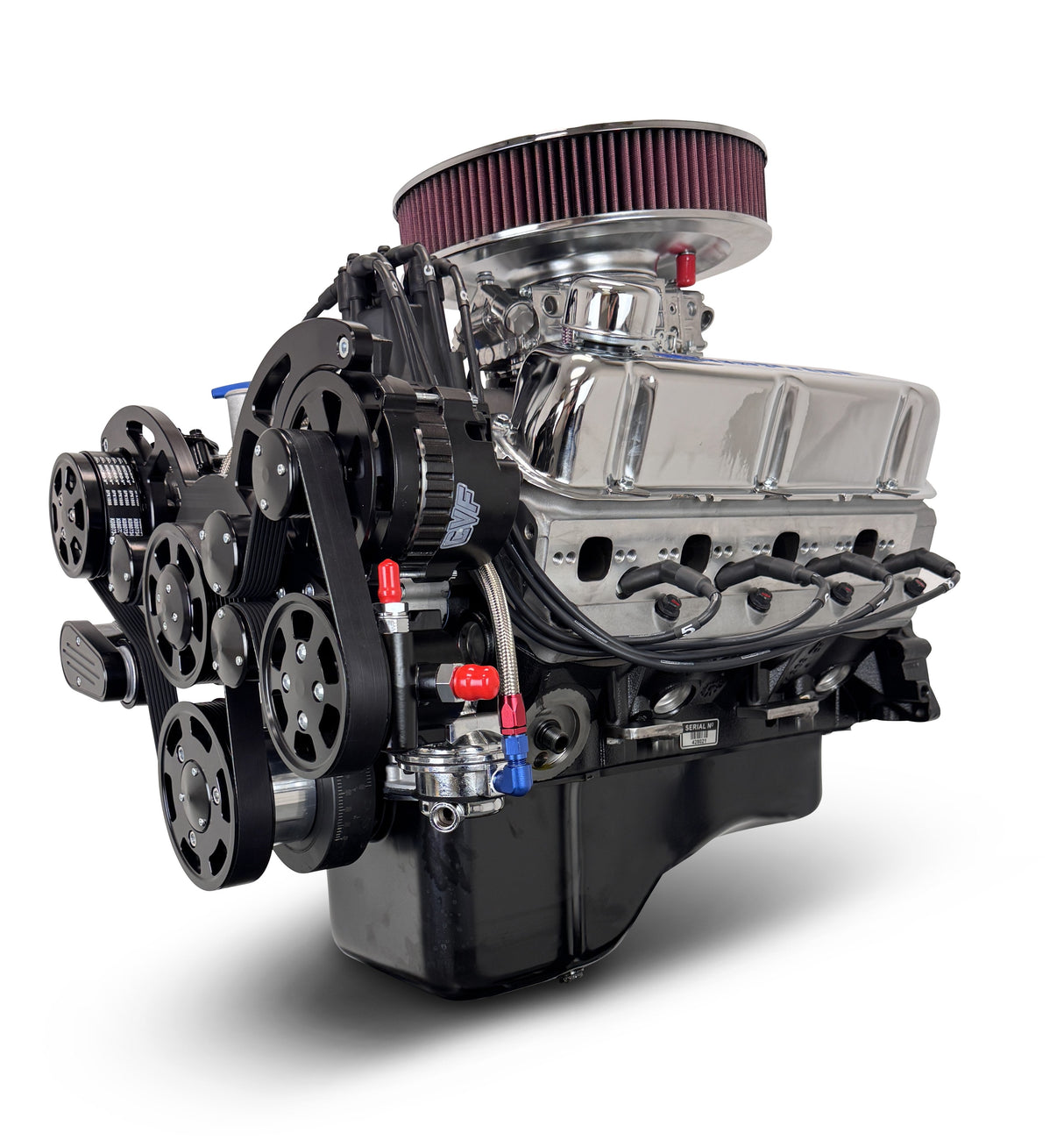 Ford Small Block Compatible 347 c.i. Engine - 415 Horsepower - Deluxe Dressed - Black Pulley Kit - Carbureted