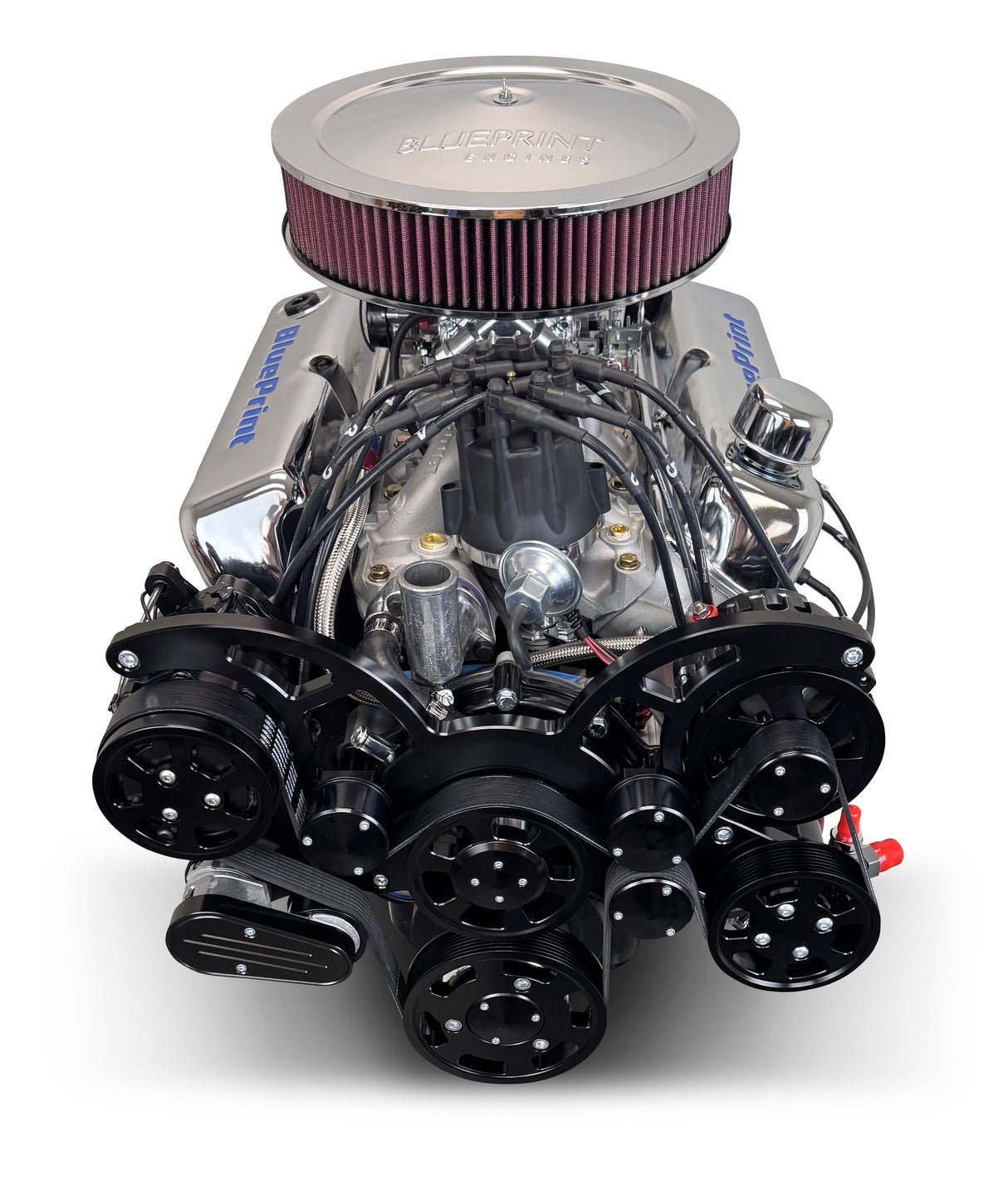 Ford Small Block Compatible 347 c.i. Engine - 415 Horsepower - Deluxe Dressed - Black Pulley Kit - Rear Sump - Carbureted