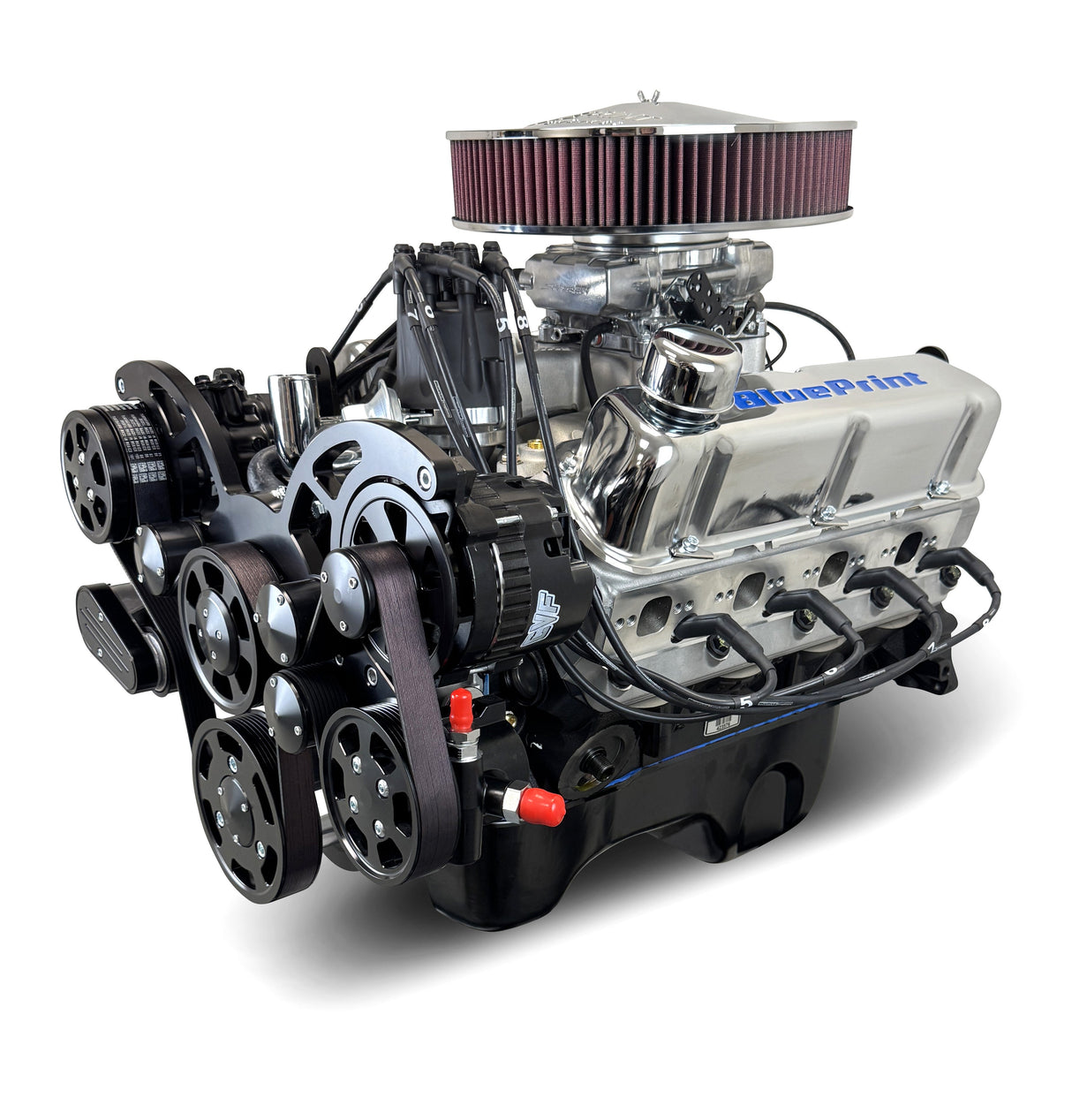 Ford Small Block Compatible 347 c.i. Engine - 415 Horsepower - Deluxe Dressed - Black Pulley Kit - Rear Sump - Fuel Injected