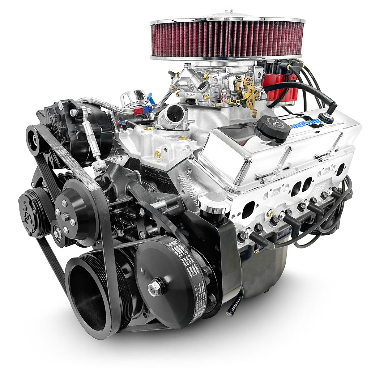 GM Small Block Compatible 383 c.i. Engine - 436 Horsepower - Deluxe Dressed - Black Pulley Kit - Carbureted