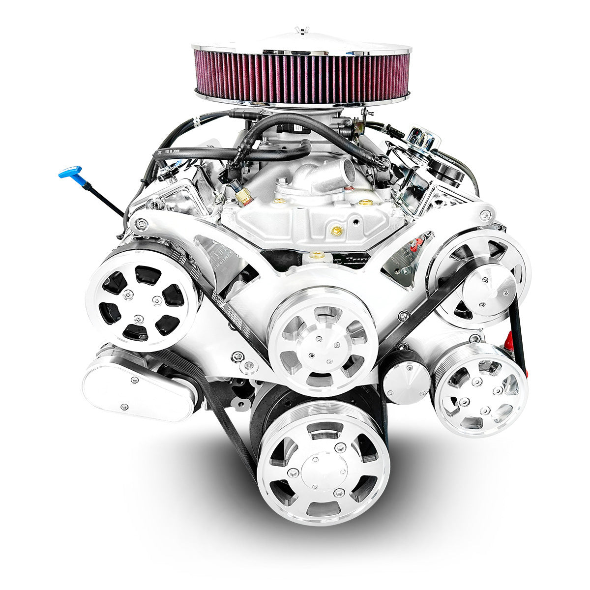GM Small Block Compatible 400 c.i. Engine - 500 Horsepower - Deluxe Dressed - Polished Pulley Kit - Multi-Port Fuel Injected