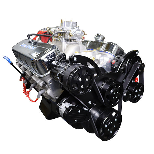 GM Big Block Compatible 496 c.i. Engine - 600 Horsepower - Deluxe Dressed - Black Pulley Kit - Carbureted
