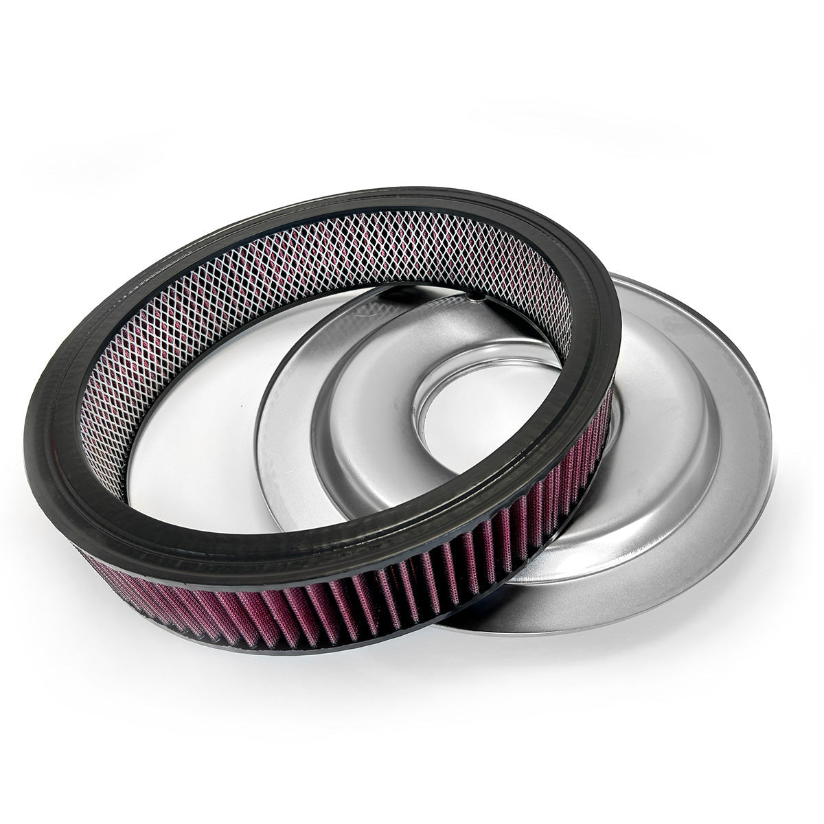 Air Cleaner with Flat Base - 14" Chrome