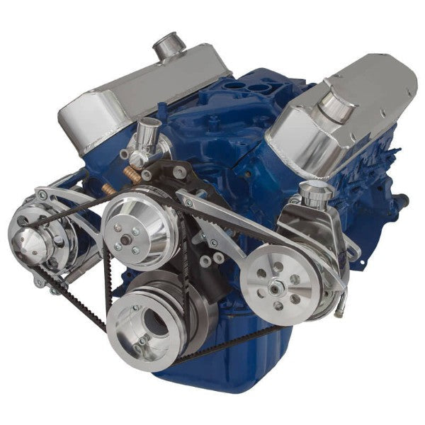 Ford 302 c.i. SB Compatible Front Accessory Drive - V-Belt with Alternator | Power Steering | Water Pump | Brackets and Bolts