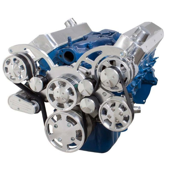 Ford 302 c.i. and 351 Windsor SB Compatible Front Accessory Drive - Full Serpentine with Alternator | Power Steering | Water Pump | Brackets and Bolts