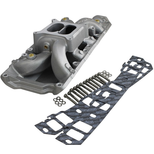 Dual Plane Aluminum Intake Manifold Kit - Square Bore - Ford SB 302 c.i. Compatible - Natural