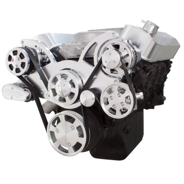 GM BB Standard and Tall Deck Compatible Front Accessory Drive - Full Serpentine with Alternator | AC | Power Steering | Water Pump | Brackets and Bolts
