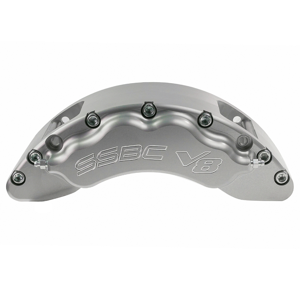 American Made V8-Barbarian 8-Piston Front Caliper Assembly W/Pads. Clear CPA-22143A