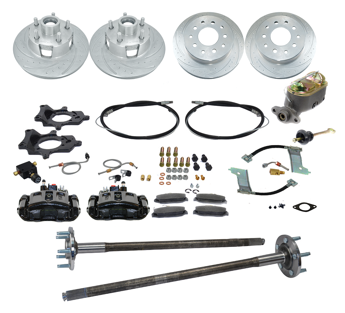 New Direct Fit 4 Wheel Drum to Disc Brake Conversion Kit W/DS Rotors (5 Lug). Black A112-2BK-DS