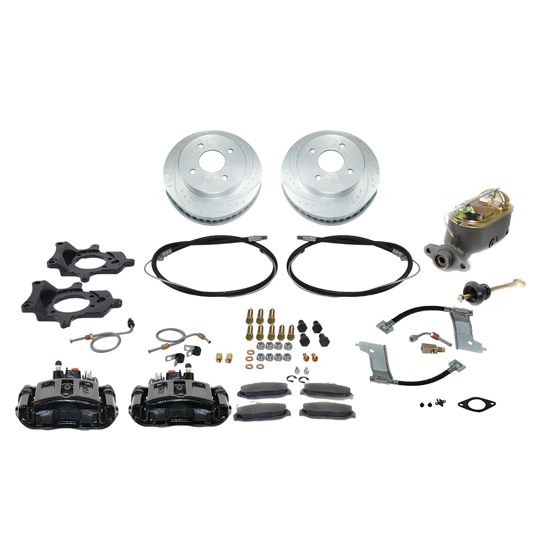New Direct Fit Rear Drum to Disc Brake Conversion Kit W/DS Rotors (4 Lug). A112-93BK-DS