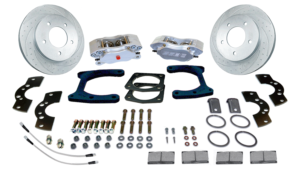 American Made Comp S 4-Piston Billet Aluminum Rear Disc Brake Kit W/DS Rotors. Clear W110-21