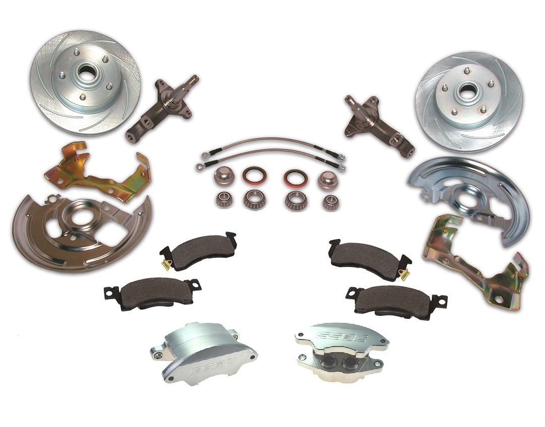 American Made Super Twin HD 2-Piston Billet Aluminum Front Drum to Disc Brake Conversion Kit W/Rotors. Clear W123-A