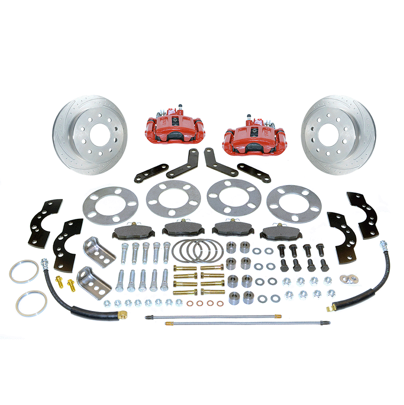 New Direct Fit Rear Drum to Disc Brake Conversion Kit W/Rotors. Red A111-3R
