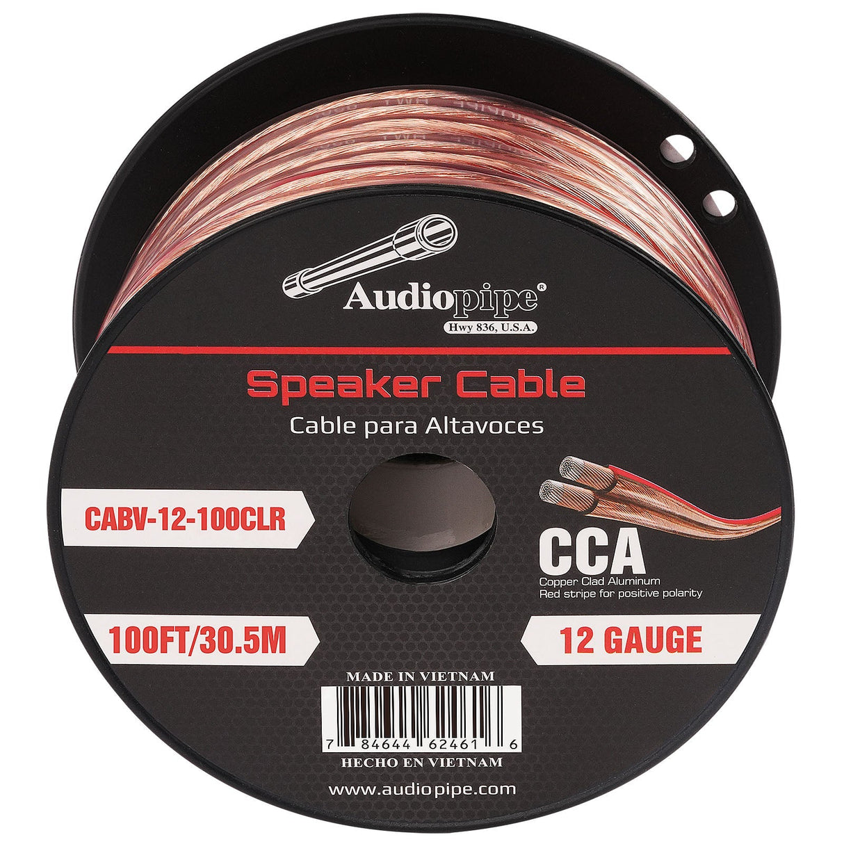 100FT 12AWG Speaker Cable (CABV-12-100CLR) Audiopipe