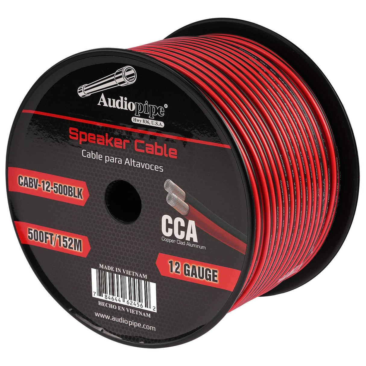 500FT 12AWG Speaker Cable (CABV-12-500BLK) Audiopipe