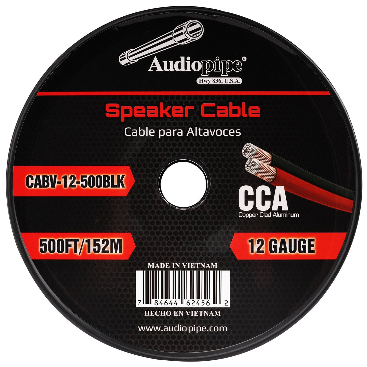 500FT 12AWG Speaker Cable (CABV-12-500BLK) Audiopipe
