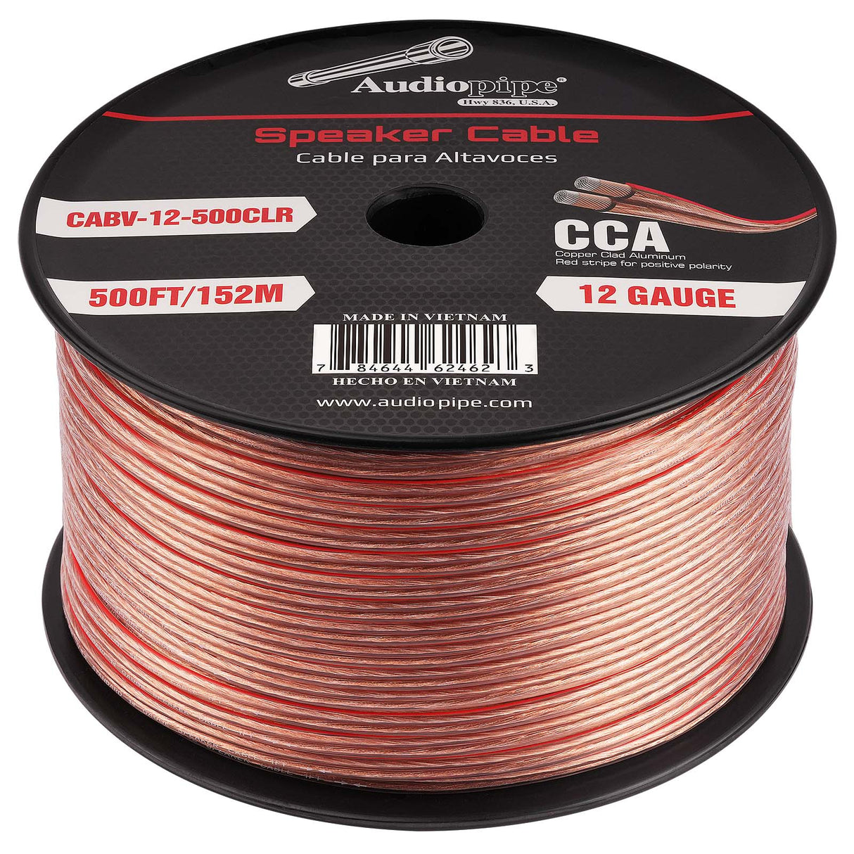 500FT 12AWG Speaker Cable (CABV-12-500CLR) Audiopipe
