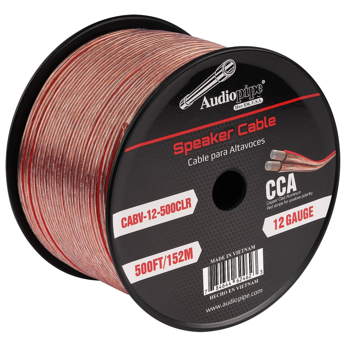 500FT 12AWG Speaker Cable (CABV-12-500CLR) Audiopipe