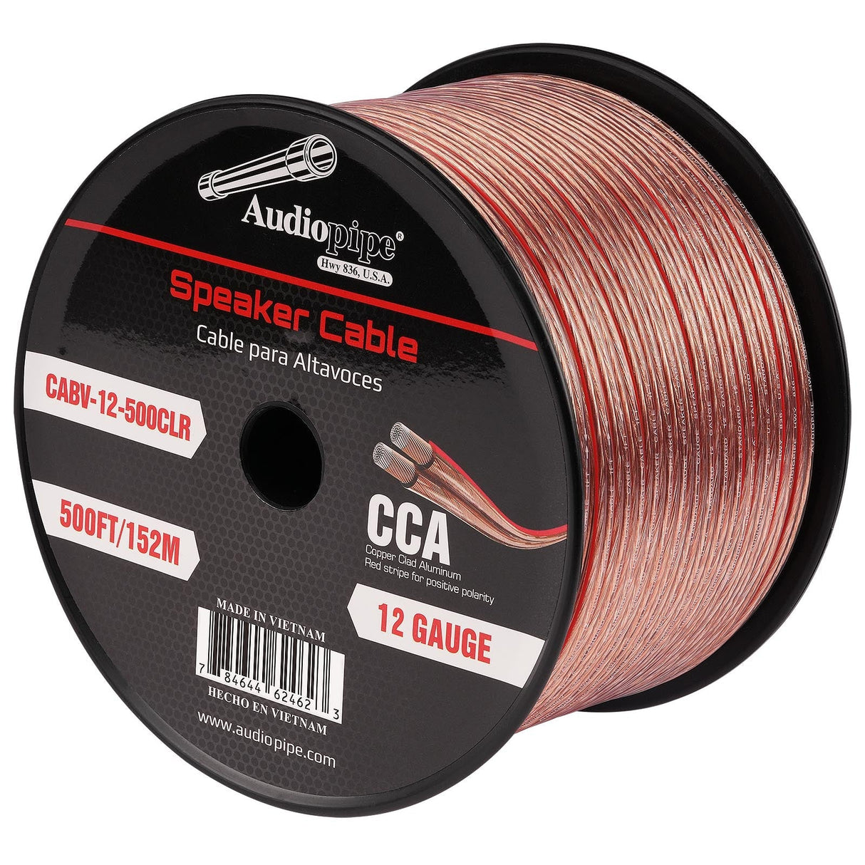 500FT 12AWG Speaker Cable (CABV-12-500CLR) Audiopipe