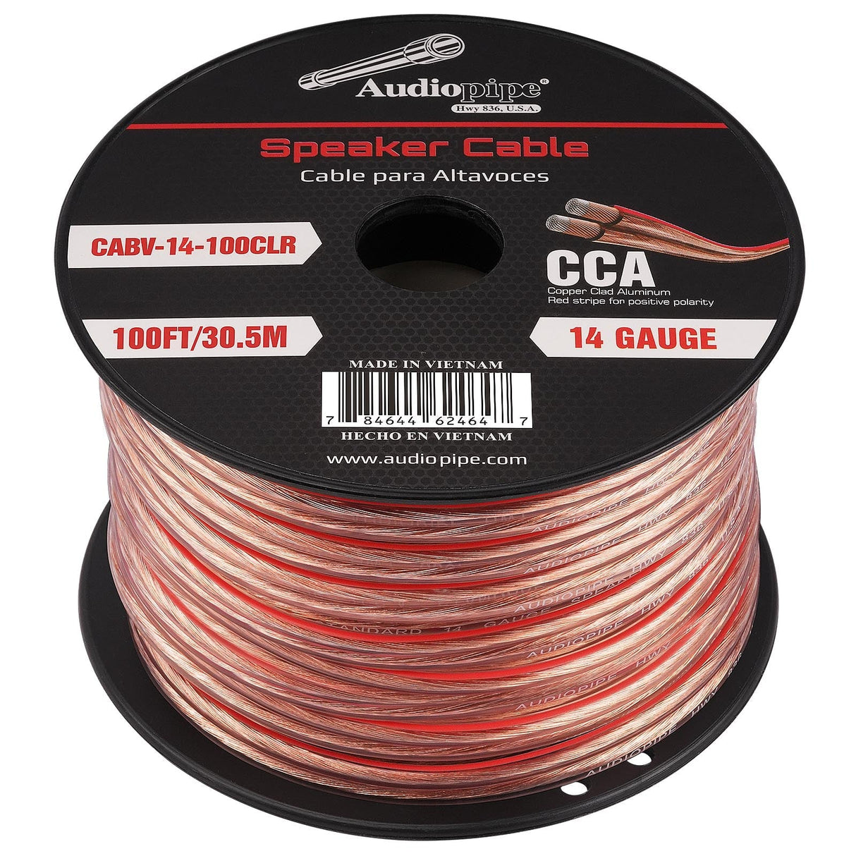 100FT 14AWG Speaker Cable (CABV-14-100CLR) Audiopipe