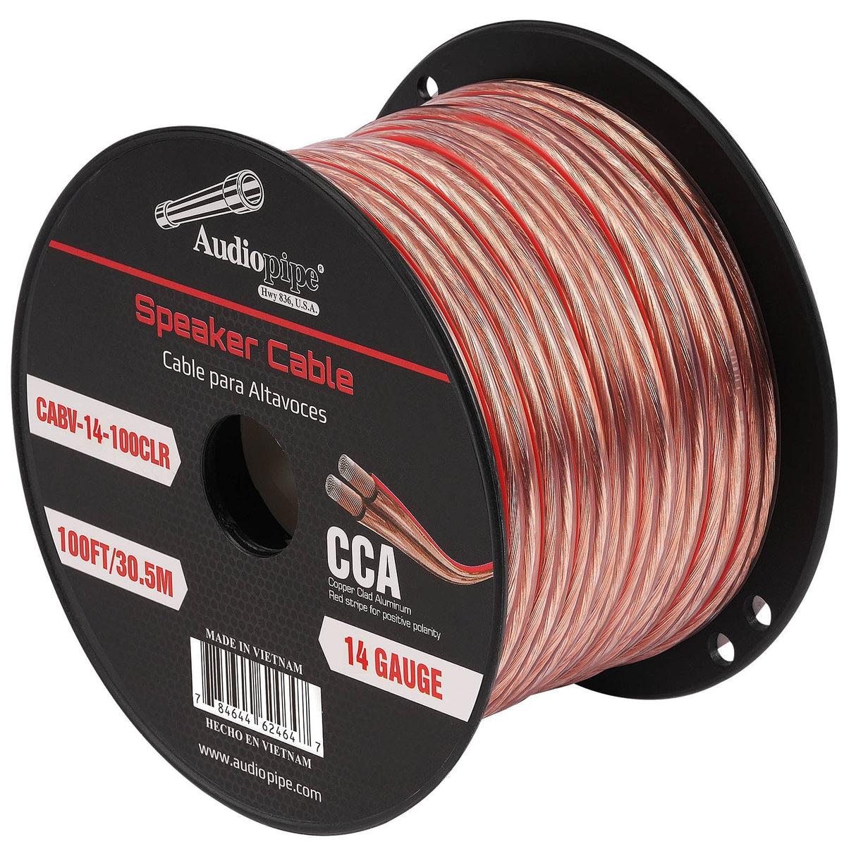 100FT 14AWG Speaker Cable (CABV-14-100CLR) Audiopipe