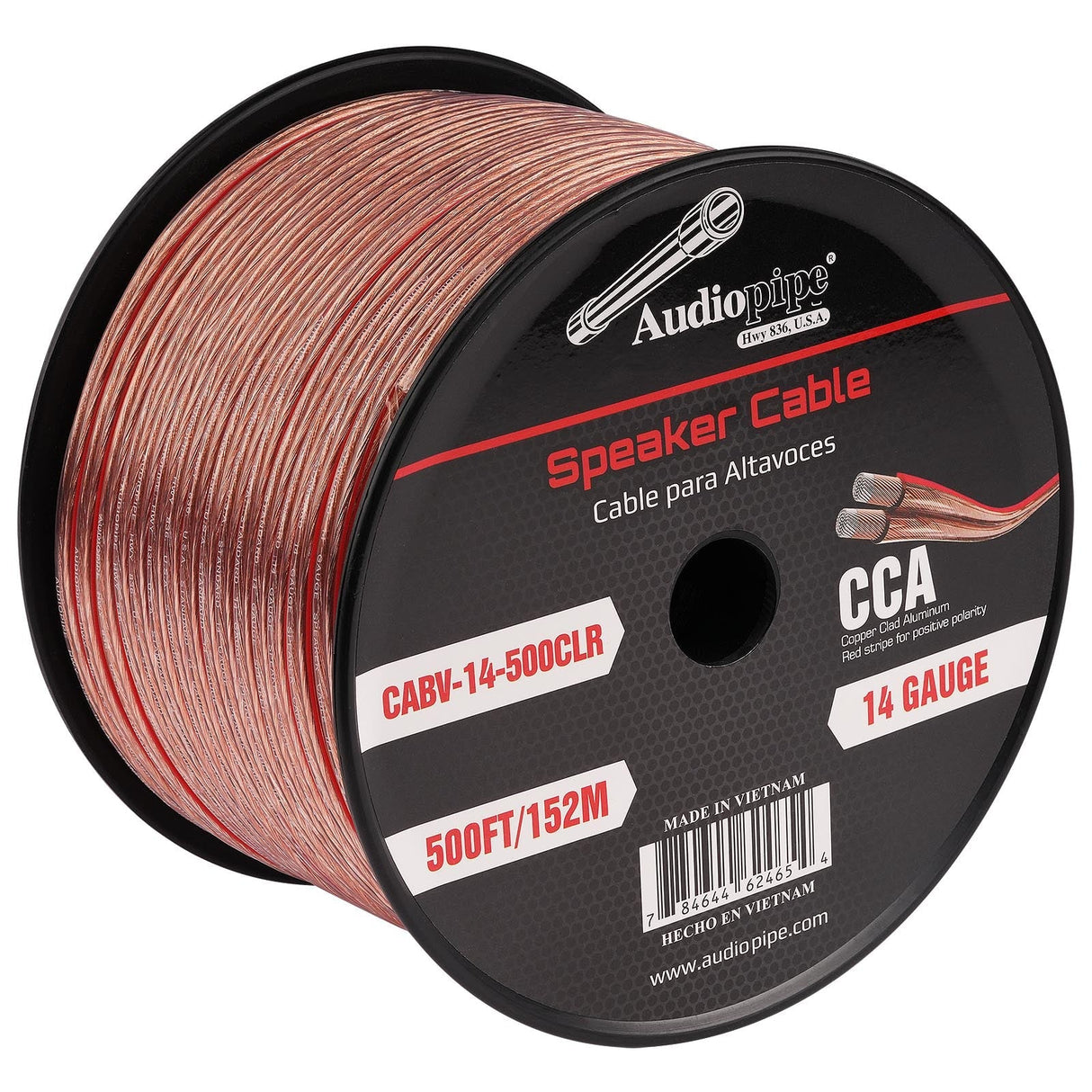 500FT 14AWG Speaker Cable (CABV-14-500CLR) Audiopipe