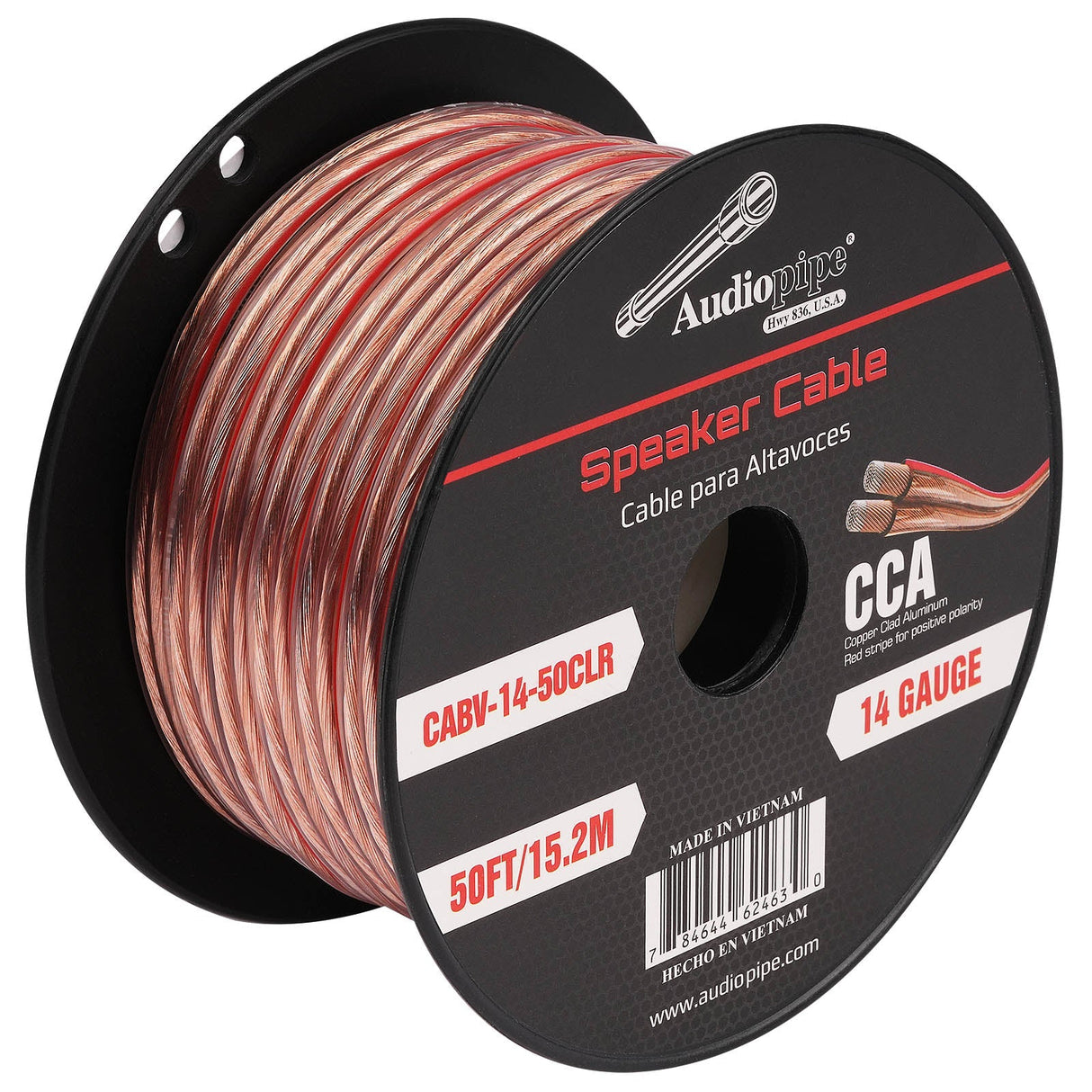 50FT 14AWG Speaker Cable (CABV-14-50CLR) Audiopipe